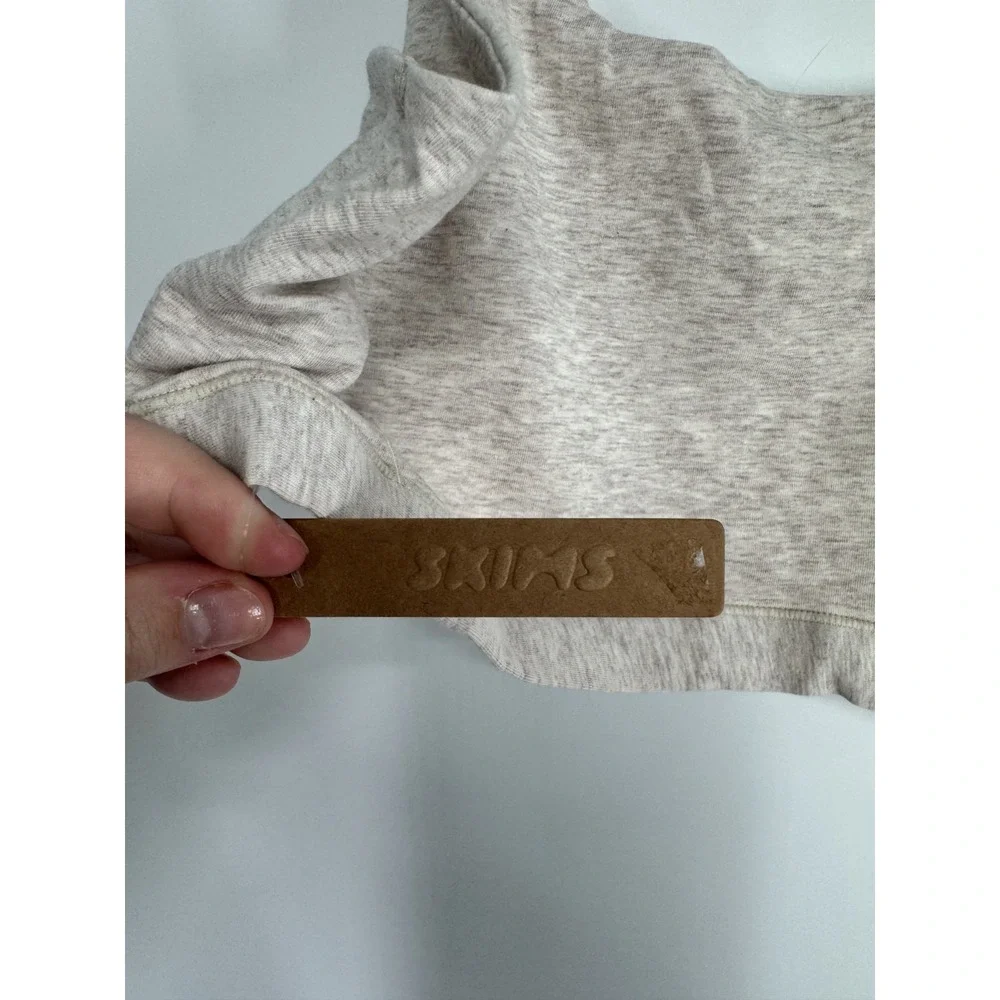 SKIMS Cotton Jersey Scoop Bralette Bra Womens 4XL 4X Light Heather Grey Neck